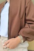 Made in Italy Beluga Soft Crop Bomber Jacket Chocolate /20 =